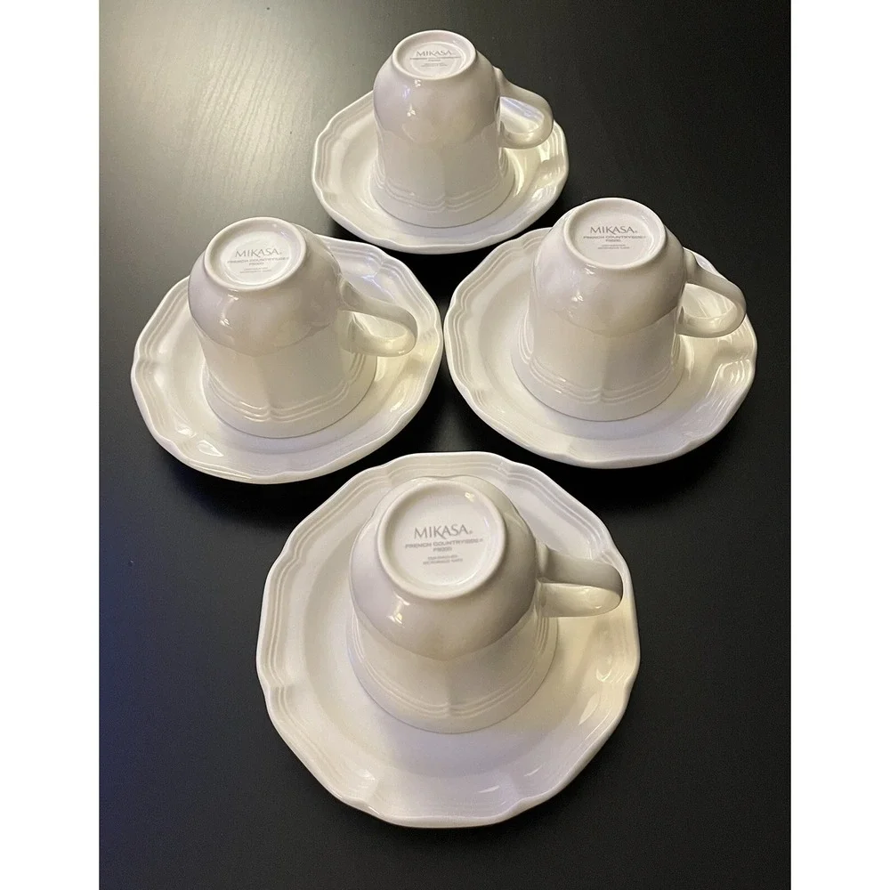 Set Of 4 Mikasa FRENCH COUNTRYSIDE F9000 Coffee/ Tea Mugs & Saucers Excellent - Picture 5 of 12